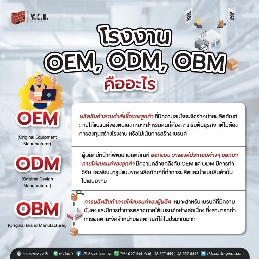 การก่อสร้างโรงงาน OEM, ODM, OBM - VKB Contracting Co.,Ltd.